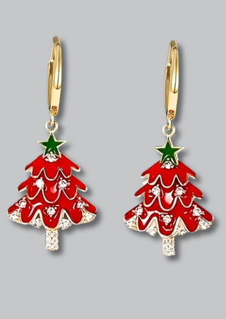 Holiday Tree Earrings with a Hoop-W