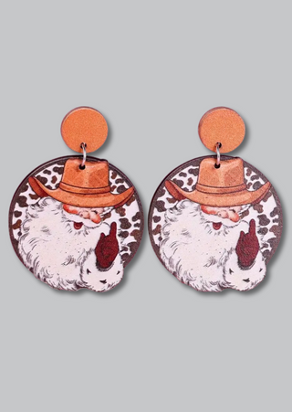 Western Santa Earrings-W