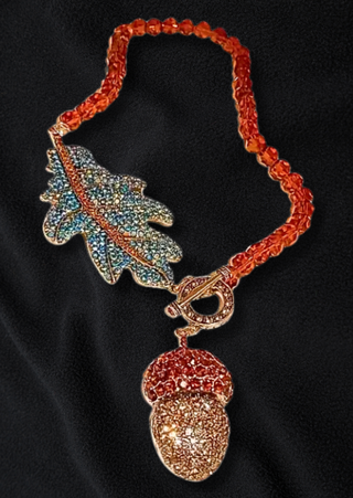 Fall Aurora Leaf Beaded Statement Necklace-W (RTS)
