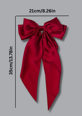 Satin Bow Hair Clip(Red)-W