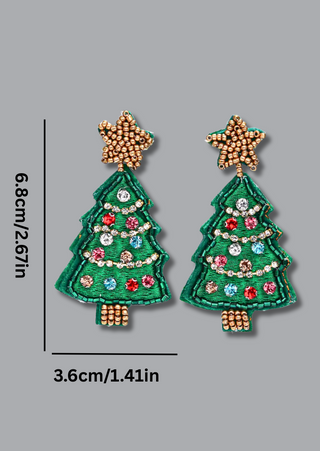 Handmade Beaded Christmas Tree Earrings-W