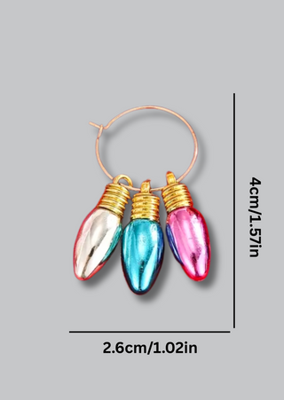 Merry Glow Christmas Light Bulb Pendant Earrings-W