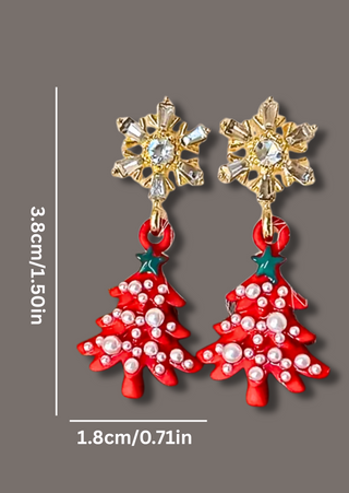 Oh Christmas Tree Earrings(Red)-W