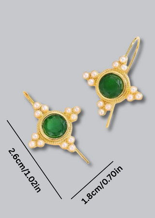 Bohemian Crystal & Pearl Dangle Earrings(Green)-W