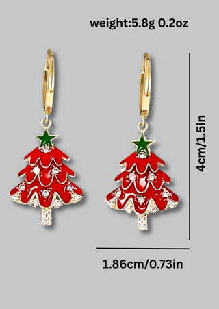 Holiday Tree Earrings with a Hoop-W