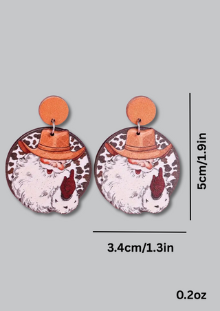 Western Santa Earrings-W