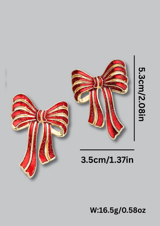 NEW ARRIVAL- Red Ribbon Stud Earrings-W