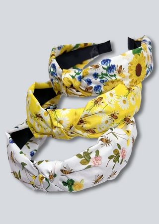 Summer Busy Bee Floral Knotted Headband(Set of 3)-W