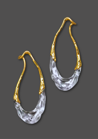 Golden Vintage Resin Hoop Earrings