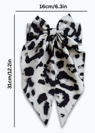 Fall Leopard Print Ribbon Bow Hair Clip -W