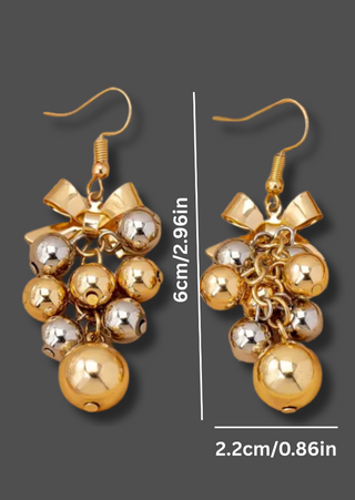 Christmas Balls with a Bow Drop Earrings-W