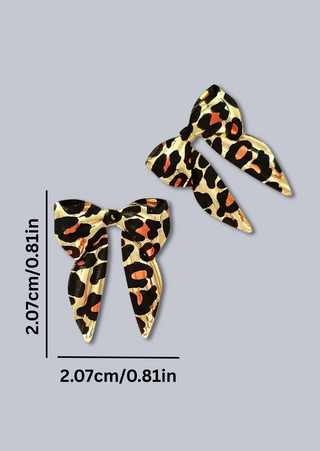 NEW ARRIVAL- Fall Retro Leopard Print Bow Hypo allergenic Earring-W