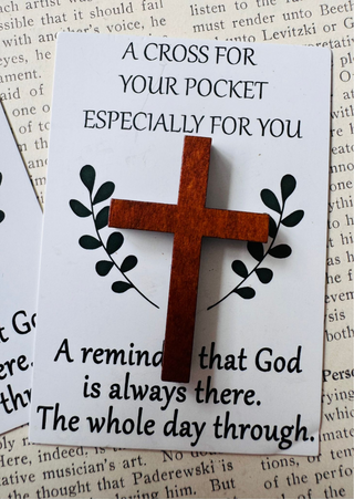 Blessed & Lucky Wooden Pocket Cross(Set of 10)-W (RTS)