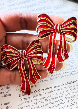 NEW ARRIVAL- Red Ribbon Stud Earrings-W