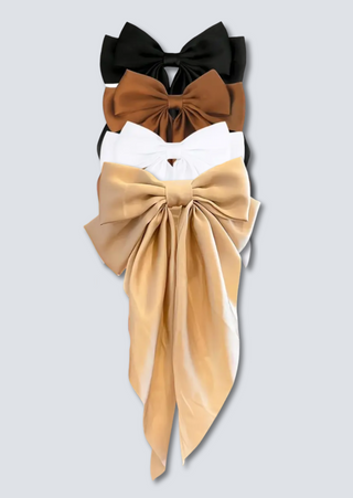 Fall Satin Ribbon Bow Hair Clip Assorted(Set of 4)-W