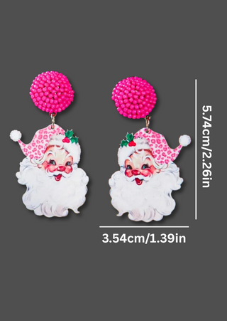 Leopard Print Santa Pop Earrings-W