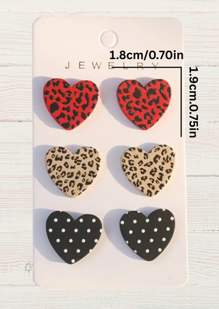 NEW ARRIVAL - Wild Hearts Leopard Stud Set of 3-W