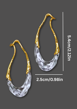 Golden Vintage Resin Hoop Earrings