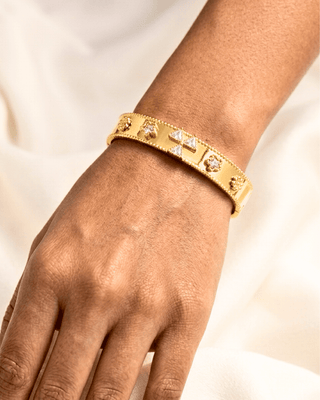 18K Gold Plated Zircon Stretch Stackable Bracelets-W