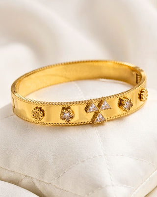 18K Gold Plated Zircon Stretch Stackable Bracelets-W