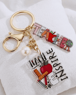 Teach Inspire Acrylic & Pearl Keychain/Bag Charm-W