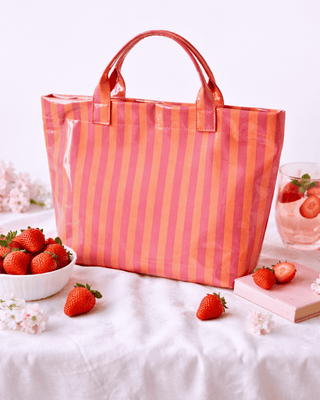 Pre-Order Paloma Pastel Stripe Tote PVC Waterproof Large Bags-W