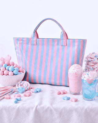 Pre-Order Paloma Pastel Stripe Tote PVC Waterproof Large Bags-W