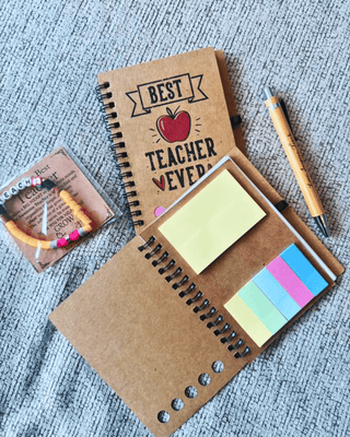 Teacher Spiral Notebook/Diary With Pens Sticky Notes Page Holder & Teacher Bracelet-W(TAT 5-6 Days)