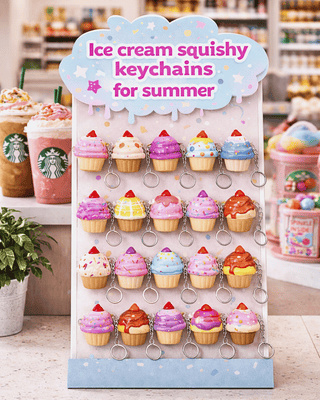 Viral Ice Cream Cup Keychain/Bag charm Squishy-W