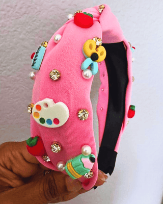 Teacher Charm Knotted Polyester Headband-W