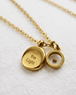 Faith Mustard Seed Be the Light Gold Charm Necklace-W