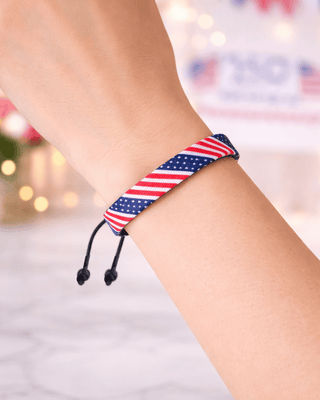 Pre-Order Star & Stripes Fabric Woven Drawstring Adjustable Bracelet-W