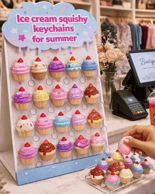 Viral Ice Cream Cup Keychain/Bag charm Squishy-W