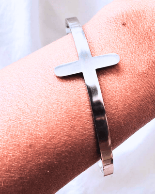 Stainless Steel Modern Cross Adjustable Cuff Bracelet-W RTS