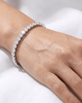 Duo-Tone Bracelet Zircon Bracelet & Duo-Tone Dangle Earrings-W