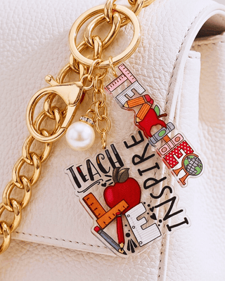Teach Inspire Acrylic & Pearl Keychain/Bag Charm-W