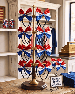 Patriotic Sequin Independence Day Big Bow Headband-W
