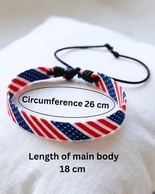 Pre-Order Star & Stripes Fabric Woven Drawstring Adjustable Bracelet-W