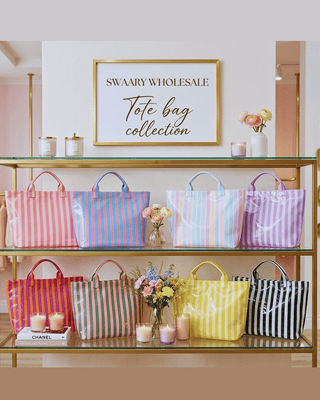 Pre-Order Paloma Pastel Stripe Tote PVC Waterproof Large Bags-W