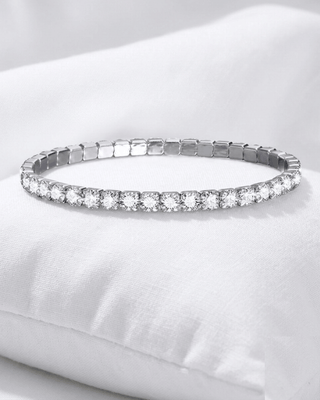 Duo-Tone Bracelet Zircon Bracelet & Duo-Tone Dangle Earrings-W