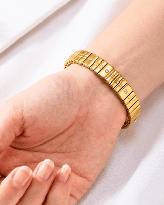 18K Gold Plated Zircon Stretch Stackable Bracelets-W
