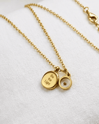 Faith Mustard Seed Be the Light Gold Charm Necklace-W