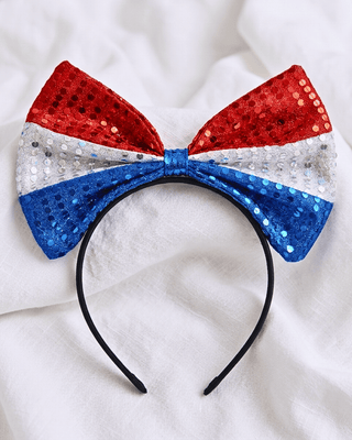 Patriotic Sequin Independence Day Big Bow Headband-W