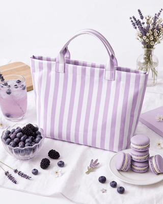 Pre-Order Paloma Pastel Stripe Tote PVC Waterproof Large Bags-W