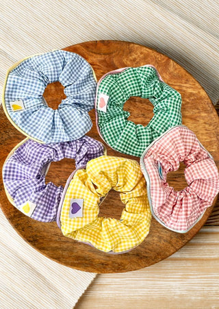 Pastel Plaid Scrunchies Set of 5-W