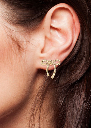 14K Gold-Plated Bow Studs-W