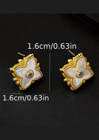 Opulent Shell Square Stud Earrings