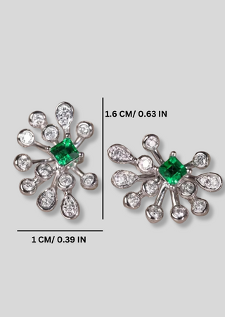 Emerald Firework Stud Earrings -W