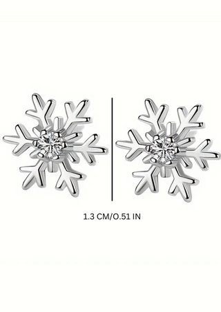 Frosted Snowflake Stud Earrings -W