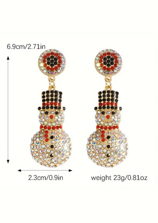 Snowman Rhinestone Earring -W